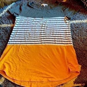 Moa Moa color block and stripes soft stretchy  t shirt top XS